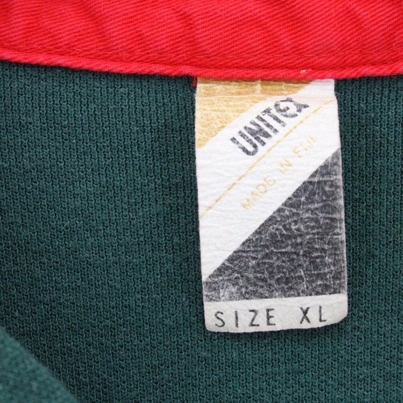 Vintage Unitex Polo Shirt Mens Green Logo Embroidered Fiji Military Forces XL - Picture 6 of 9